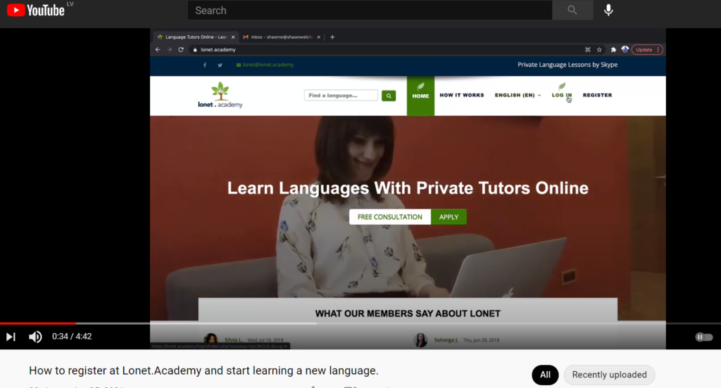 How to register at Lonet.Academy and start learning a language online
